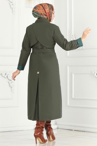 moda selvim Trenchcoat 3020DFL152 Khaki - Thumbnail