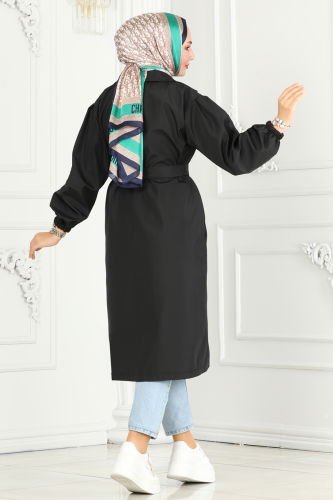 moda selvim Trenchcoat 3021KTR750 Black - Thumbnail