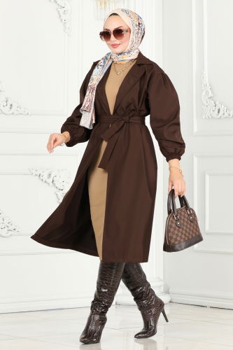 moda selvim Trenchcoat 3021KTR750 Brown - Thumbnail