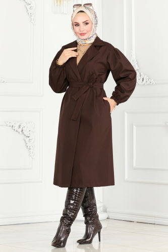 moda selvim Trenchcoat 3021KTR750 Brown - Thumbnail