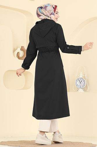 moda selvim Trenchcoat 3069KTR750 Black - Thumbnail
