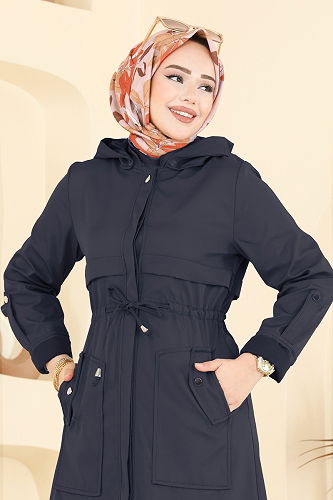 moda selvim ترانشكوت كحلي 3069KTR750 - Thumbnail