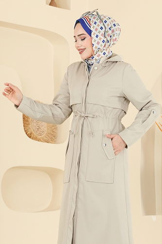 moda selvim Trenchcoat 3069KTR750 Stone - Thumbnail