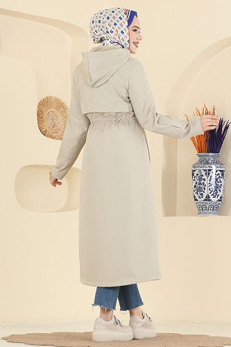 moda selvim Trenchcoat 3069KTR750 Stone - Thumbnail