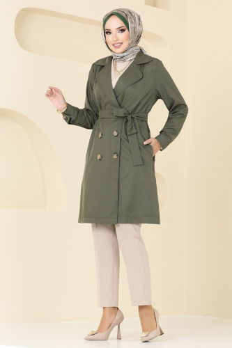 moda selvim Trenchcoat 4082TEG847 Khaki - Thumbnail