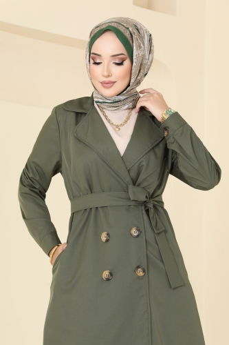 moda selvim Trenchcoat 4082TEG847 Khaki - Thumbnail