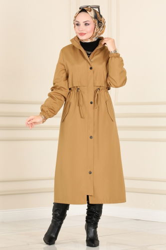 moda selvim Trenchcoat 4281MDH809 Latte - Thumbnail