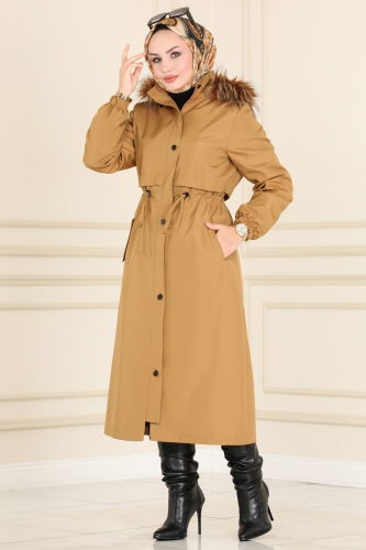 moda selvim Trenchcoat 4281MDH809 Latte - Thumbnail