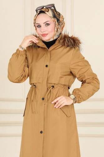 moda selvim Trenchcoat 4281MDH809 Latte - Thumbnail