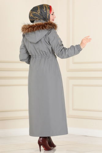 moda selvim Trenchcoat 4599MDH809 Gray - Thumbnail