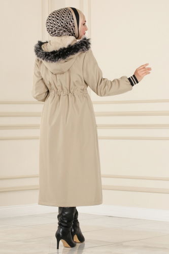 moda selvim Trenchcoat 4614MDH809 Stone - Thumbnail