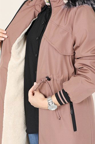 moda selvim Trenchcoat 4619MDH809 Powder Mink - Thumbnail