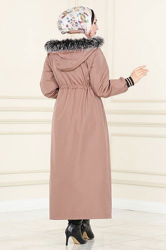 moda selvim Trenchcoat 4619MDH809 Powder Mink - Thumbnail