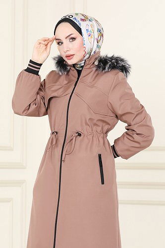 moda selvim Trenchcoat 4619MDH809 Powder Mink - Thumbnail