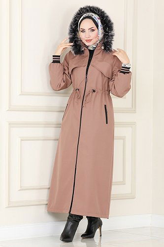 moda selvim Trenchcoat 4619MDH809 Powder Mink - Thumbnail