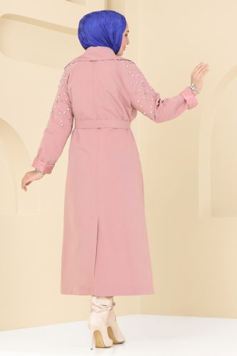 moda selvim Trenchcoat 4629MDH809 Pink - Thumbnail