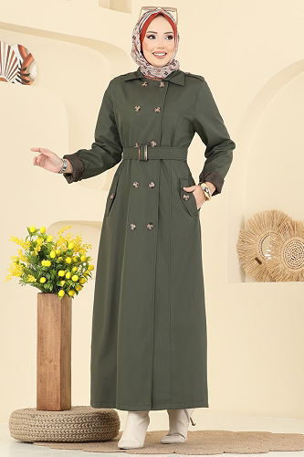moda selvim Trenchcoat 4901ORG1169 Khaki - Thumbnail