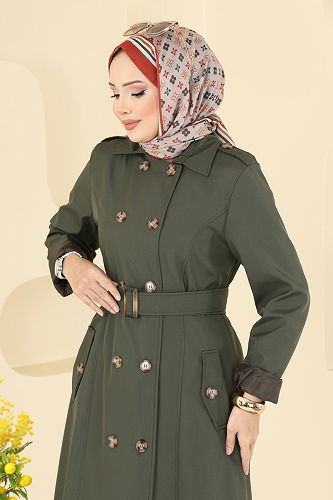 moda selvim Trenchcoat 4901ORG1169 Khaki - Thumbnail