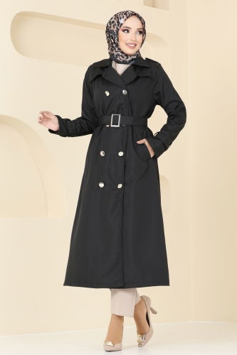 moda selvim Trenchcoat 530MP806 Black - Thumbnail