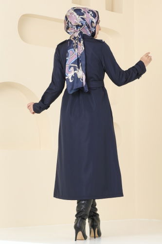 moda selvim Trenchcoat 530MP806 Navy Blue - Thumbnail