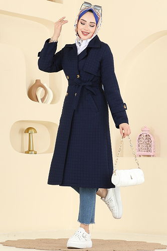 moda selvim ترانشكوت كحلي 5517ZRF469 - Thumbnail