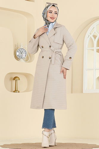 moda selvim Trenchcoat 5517ZRF469 Stone - Thumbnail