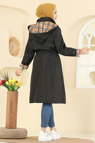 moda selvim Trenchcoat 5533ZRF469 Black - Thumbnail