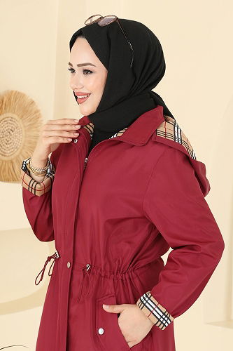 moda selvim Trenchcoat 5533ZRF469 Red - Thumbnail