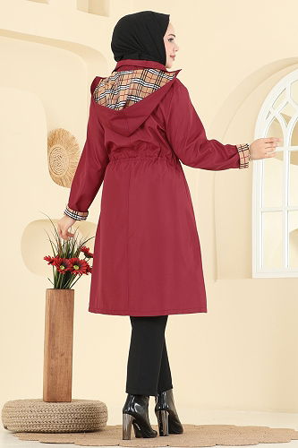 moda selvim Trenchcoat 5533ZRF469 Red - Thumbnail