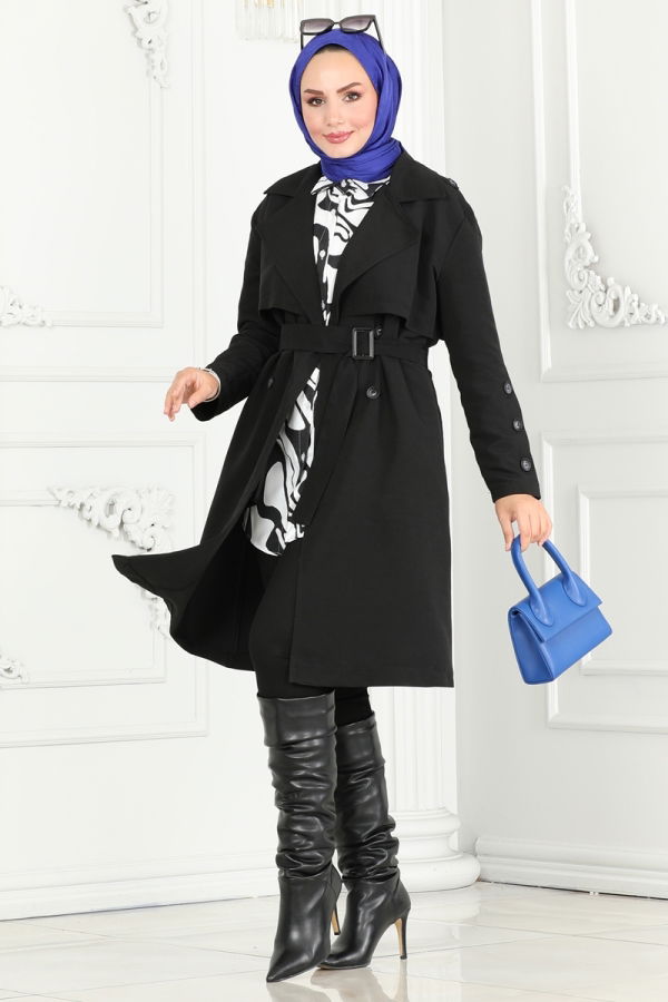 Modaselvim Trenchcoat Trenchcoat 6117BSK463 Black