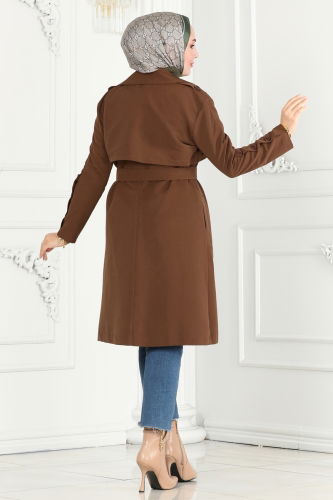 moda selvim Trenchcoat 6117BSK463 Brown - Thumbnail