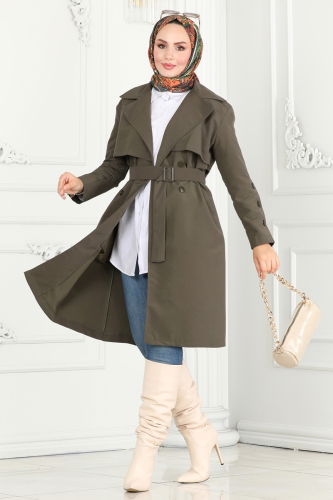 moda selvim Trenchcoat 6117BSK463 Khaki - Thumbnail