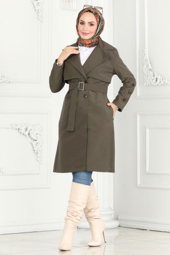 moda selvim Trenchcoat 6117BSK463 Khaki - Thumbnail