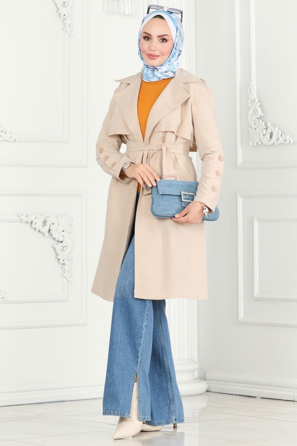 Modaselvim Trenchcoat Trenchcoat 6117BSK463 Stone