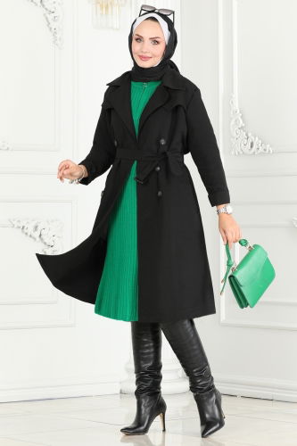 moda selvim TRENCHCOAT 6122BSK463 Black - Thumbnail