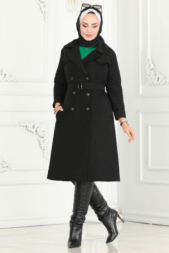 moda selvim TRENCHCOAT 6122BSK463 Black - Thumbnail