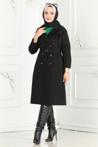 moda selvim TRENCHCOAT 6122BSK463 Black - Thumbnail