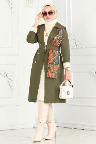 moda selvim Trenchcoat 6122BSK463 Khaki - Thumbnail