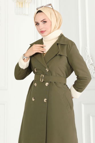 moda selvim Trenchcoat 6122BSK463 Khaki - Thumbnail