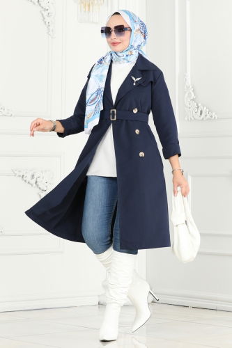 moda selvim TRENCHCOAT 6122BSK463 Navy Blue - Thumbnail