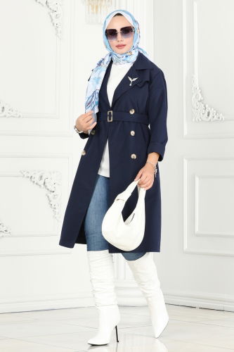 moda selvim TRENCHCOAT 6122BSK463 Navy Blue - Thumbnail