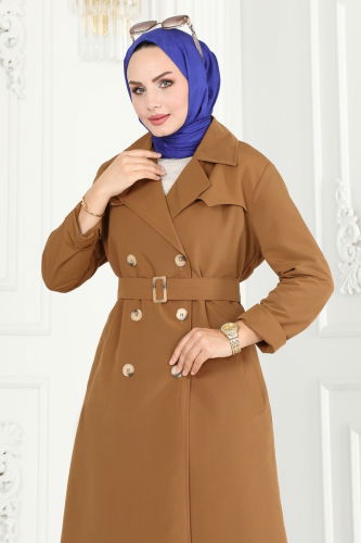 moda selvim Trenchcoat 6122BSK463 Tan - Thumbnail