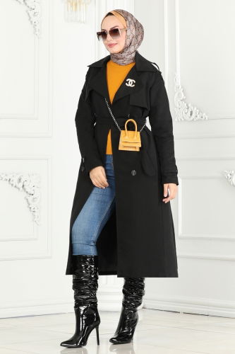 moda selvim TRENCHCOAT 6126BSK463 Black - Thumbnail