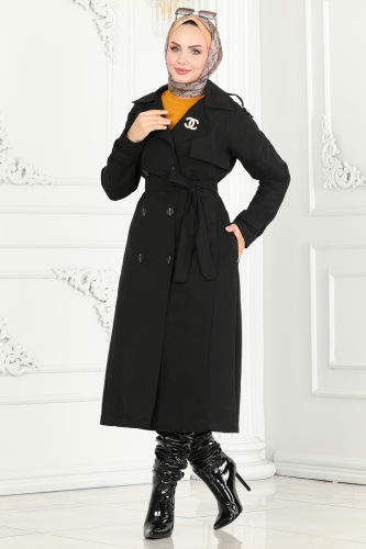 moda selvim TRENCHCOAT 6126BSK463 Black - Thumbnail