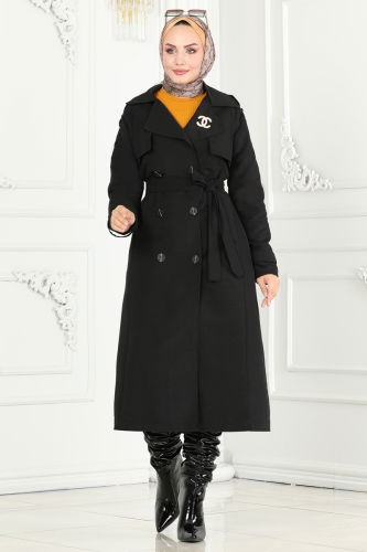 moda selvim TRENCHCOAT 6126BSK463 Black - Thumbnail