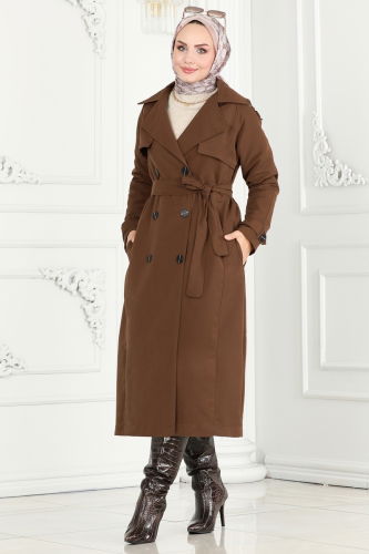 moda selvim Trenchcoat 6126BSK463 Brown - Thumbnail