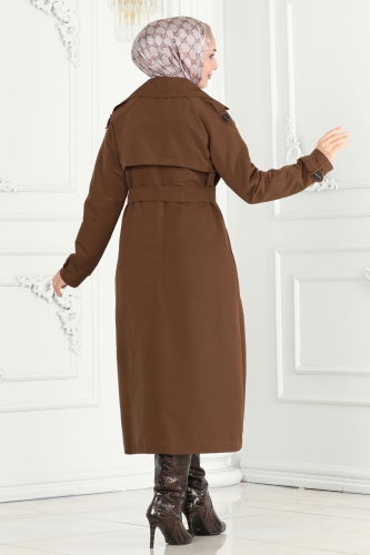 moda selvim Trenchcoat 6126BSK463 Brown - Thumbnail