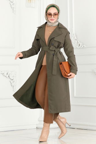 moda selvim Trenchcoat 6126BSK463 Khaki - Thumbnail