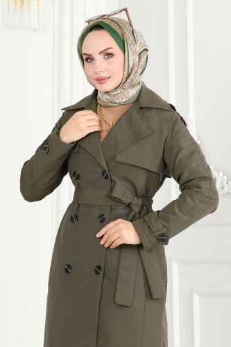 moda selvim Trenchcoat 6126BSK463 Khaki - Thumbnail