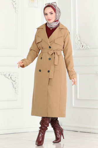 moda selvim TRENCHCOAT 6126BSK463 Latte - Thumbnail